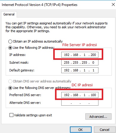 1-8 Active Directory'de File Server (Dosya Sunucusu) Üzerinden Kaynak Paylaşımı